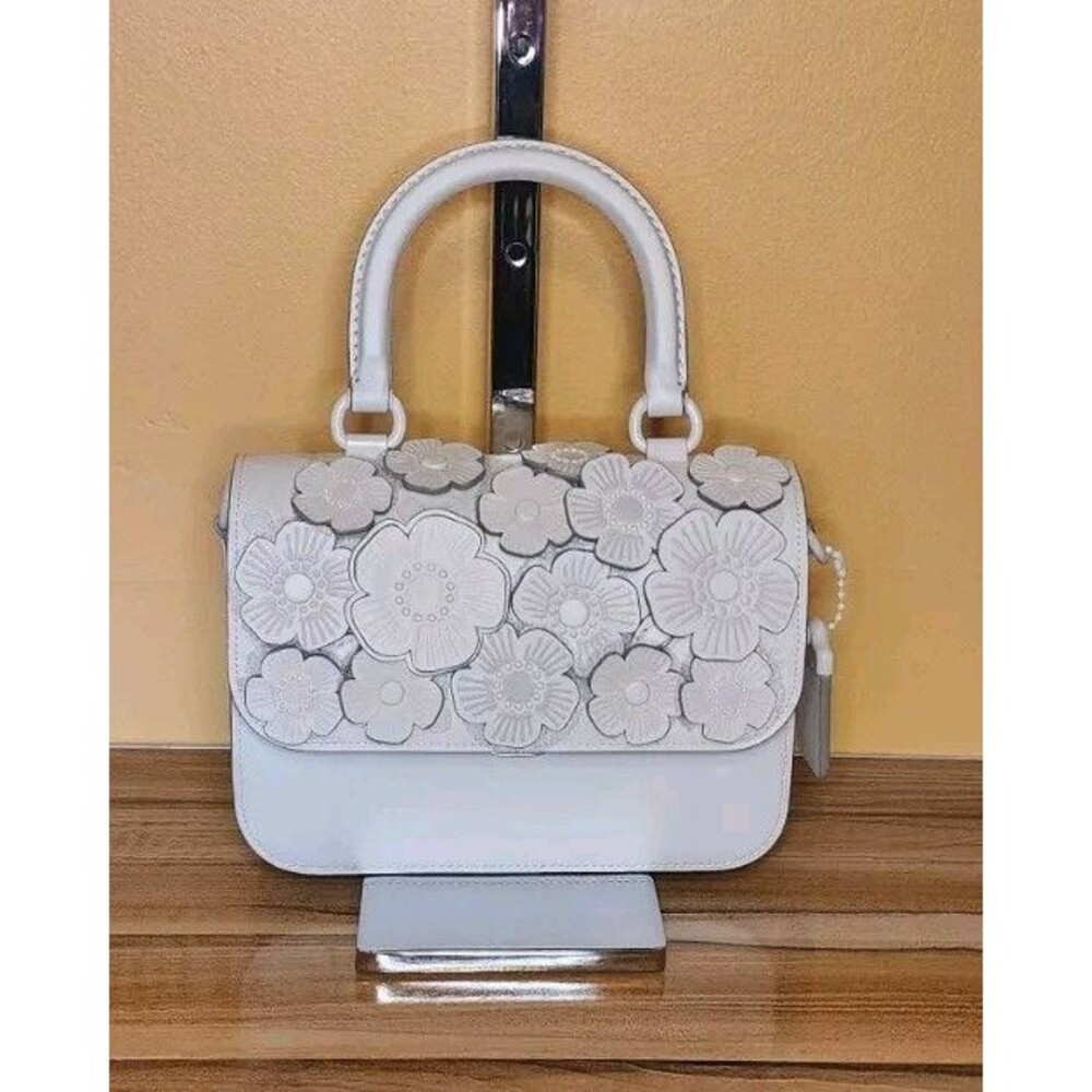 Coach Rogue Top Handle Bag With Tea Roses Chalk Silver! NWT!